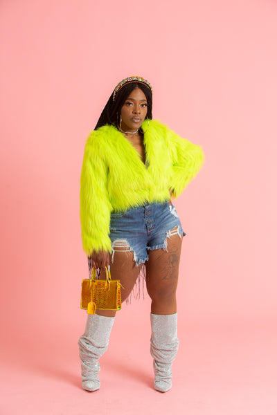 Lime Green Fur Coat