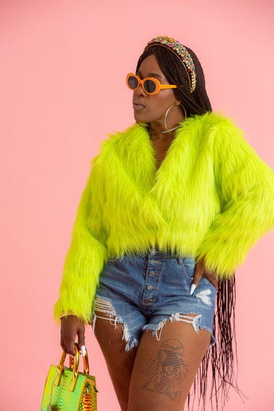 Lime Green Fur Coat